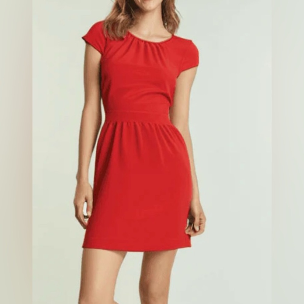 J Crew red sheath dress cap sleeve mini dress career wear sz 6 zip closure lined
